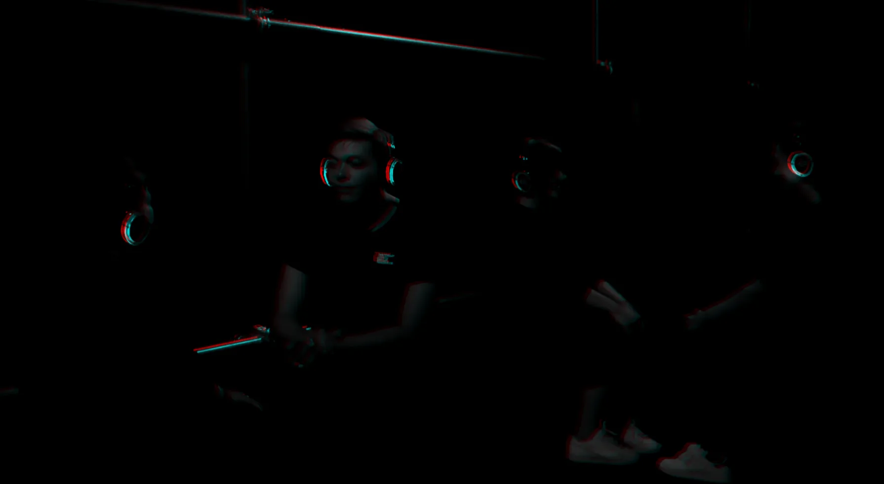 A participant in headphones