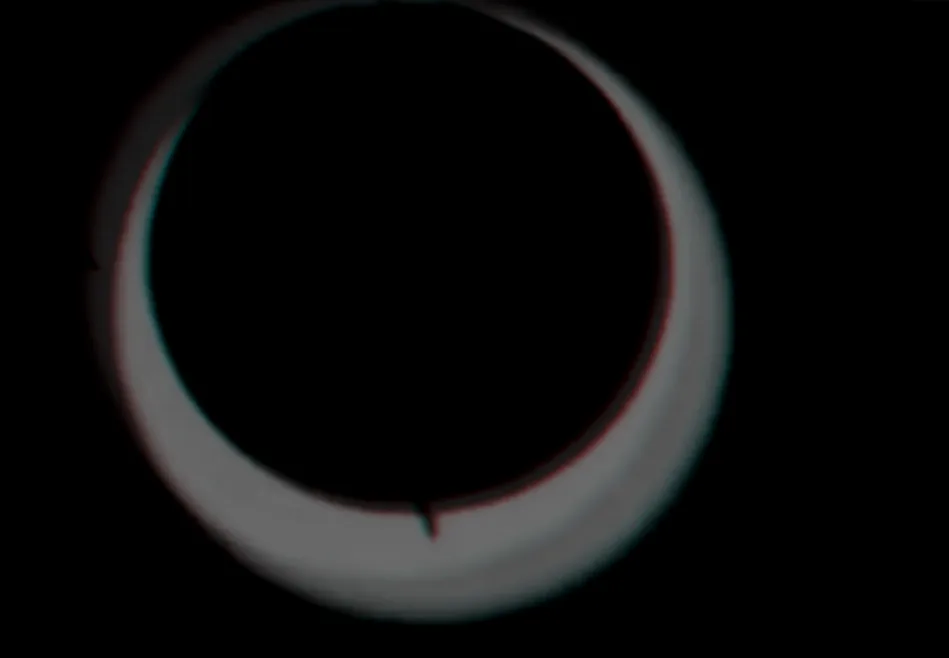 A ring of red and blue light